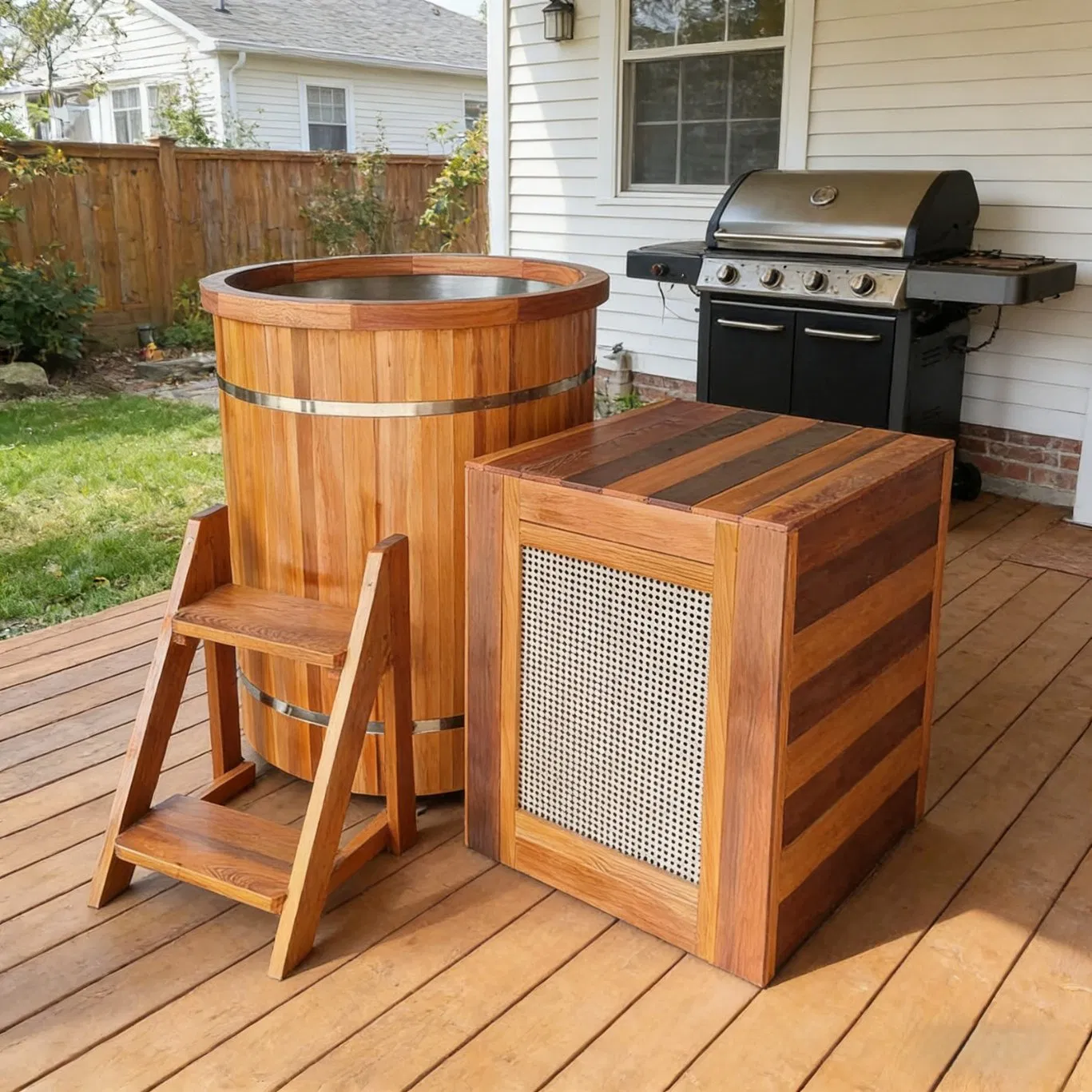 Кедровая ванна для ледяного купания с чиллером и фильтром