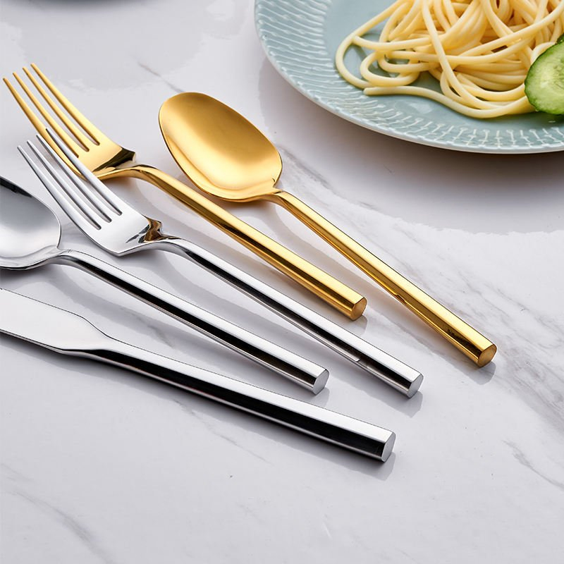 Wholesale Stainless Steel Hexagon Thick Handle Gold Cutlery for Wedding