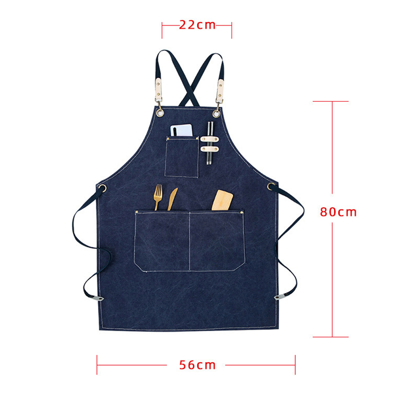 Aprons for Men Women with Large Pockets, Cotton Canvas Cross Back Heavy Duty Adjustable Work Apron, Size M to XXL