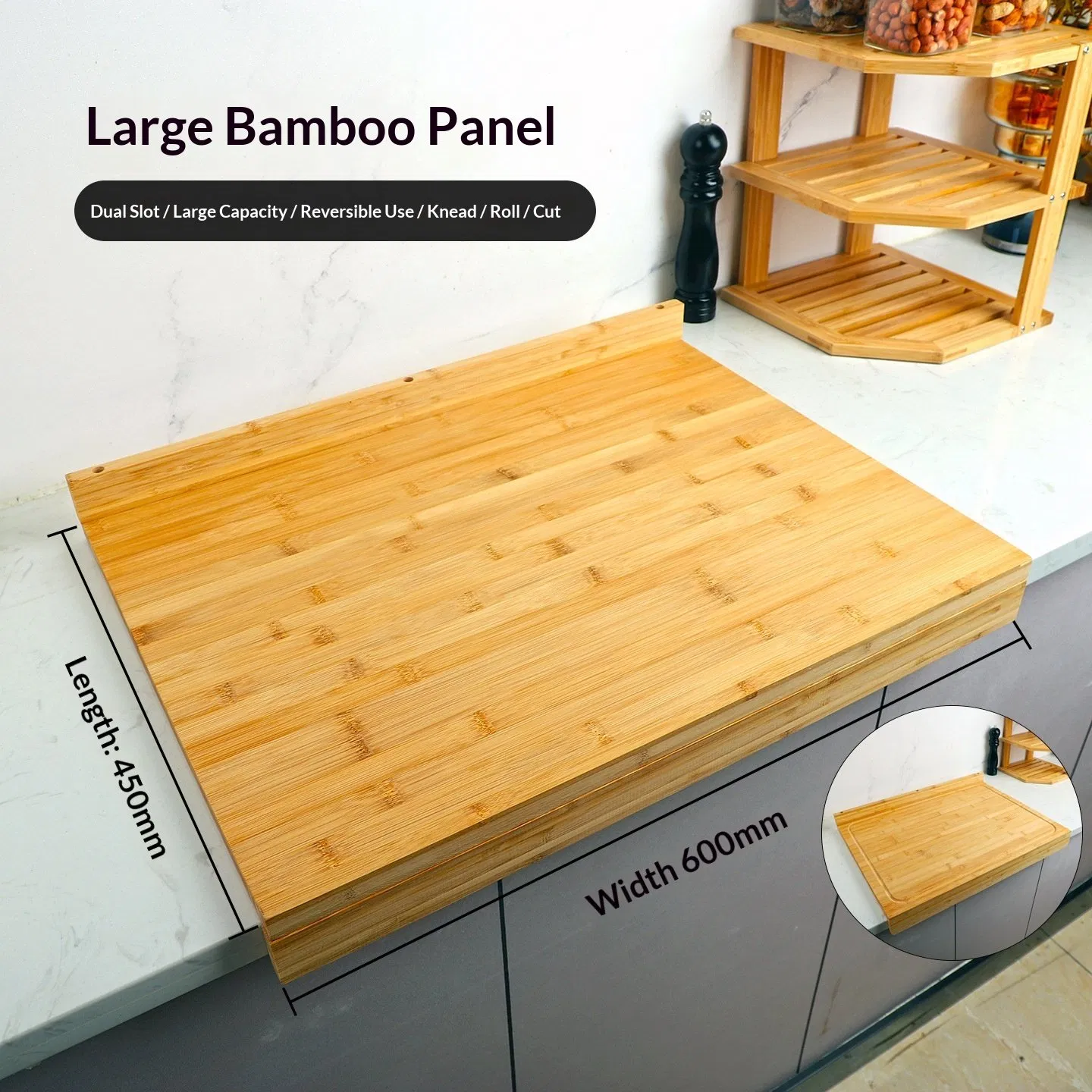 Eco-Friendly High Quality Durable One Side Large Kitchen Cutting Board Bamboo Board Chopping Board Steak Board Cutting Things Household Items Kitchenware Board