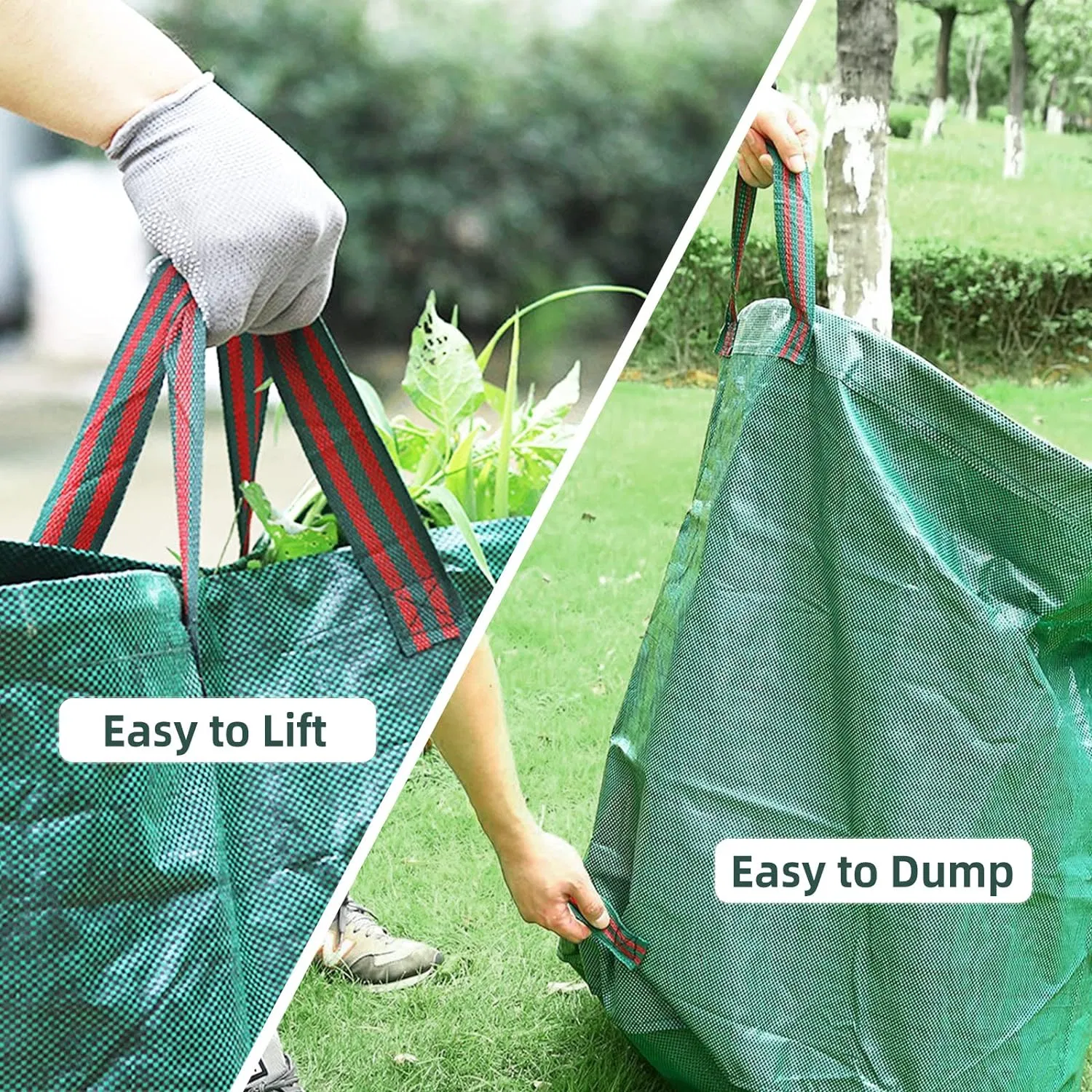 3-Pack Heavy Duty 132/72/32 Gallons Reusable Yard Waste Bags Lawn Bags with 4 Handles