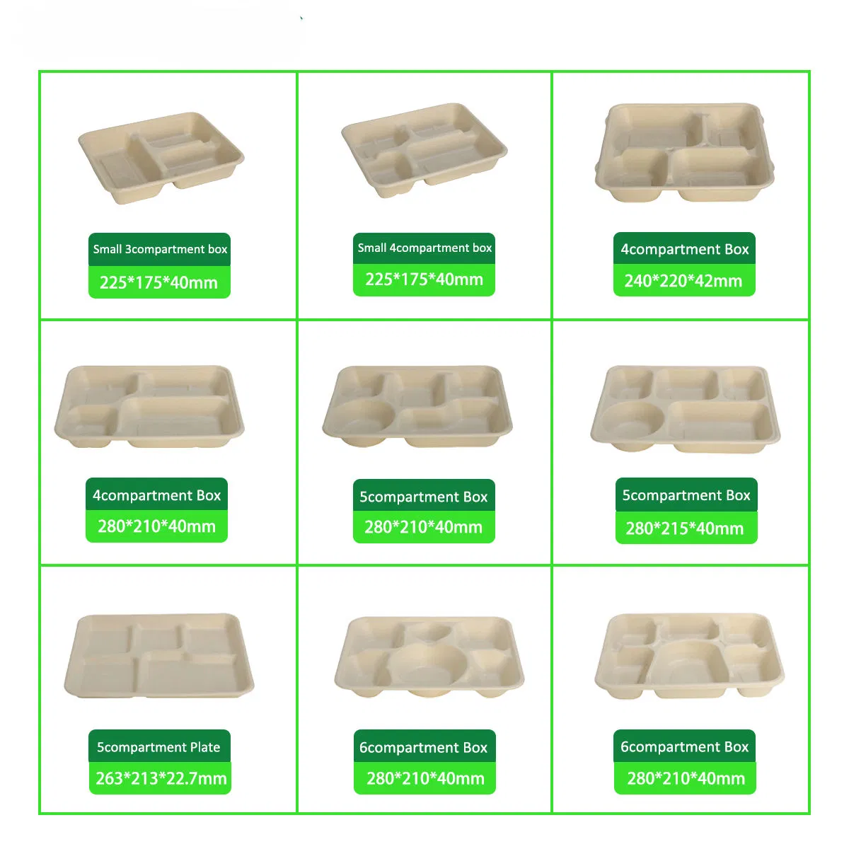 Disposable 7X7 Inch Square Bagasse Box for Catering with Stacking Ribs