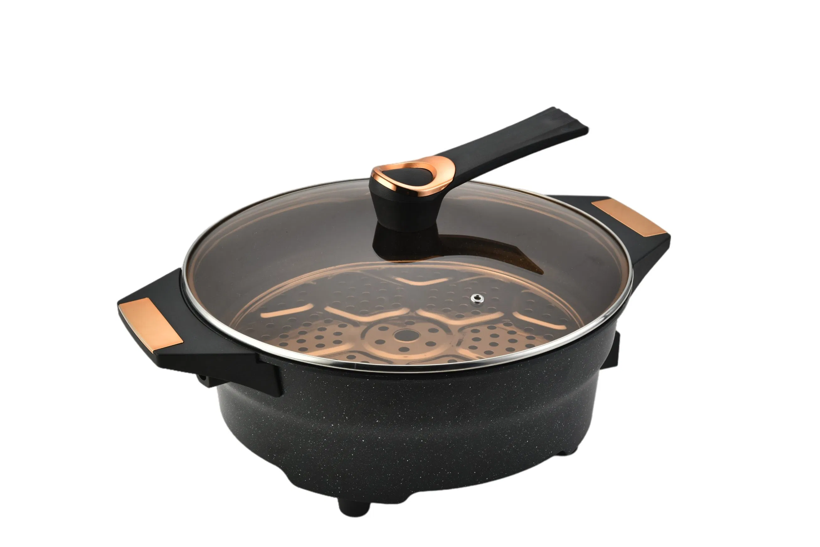Electric Pot Cooking 1500W Non-Stick Steam Fish Frying Pan Skillets 32cm