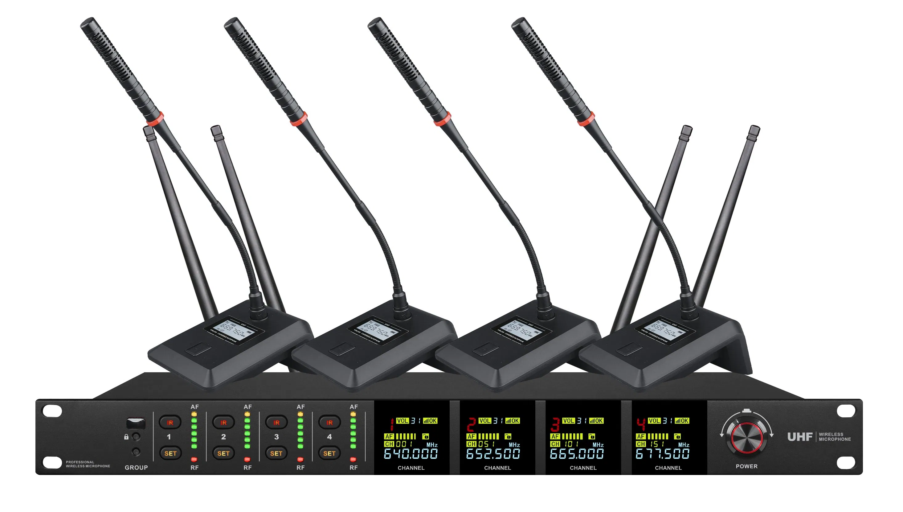 Four Channel Bodypack Microphone Kit for Wireless Audio Transmission