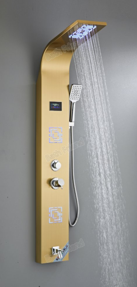 Bathroom SS304 Shower System Shower Panel with Platform Storage Black Color