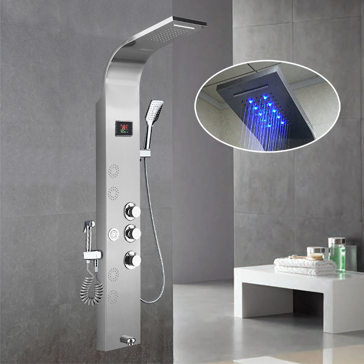 Thermostatic 6 Function Shower Panel with LED Light Display