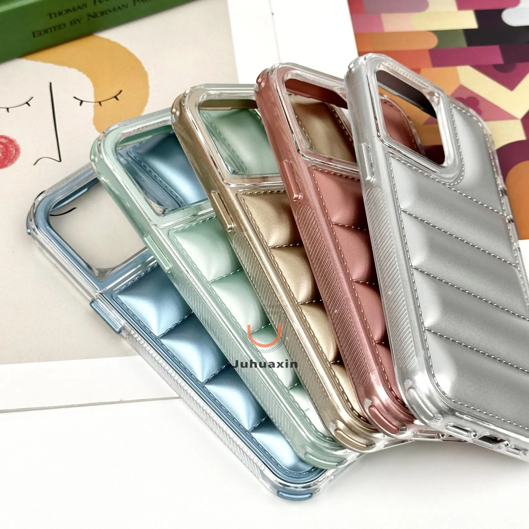 Mobile-Phone-Accessories Transparent Frame TPU Waterproof Protect Cover Fashion Down Jacket Mobile Phone Case iPhone Case for iPhone 11 12 15