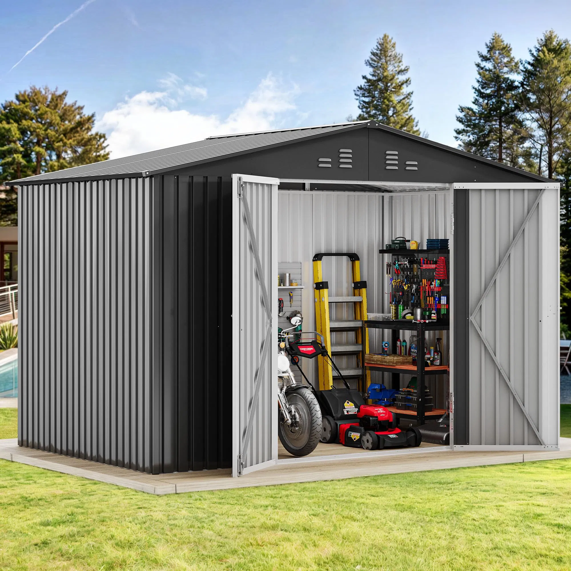 9X6 FT Outdoor Storage Shed with Ventilation Windows