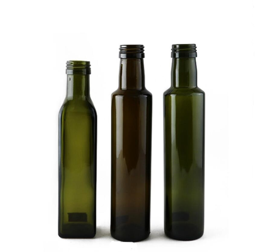 High Quality Durable Stocked Square Antique Dark Green 100ml 200ml 250ml Olive Oil Bottle