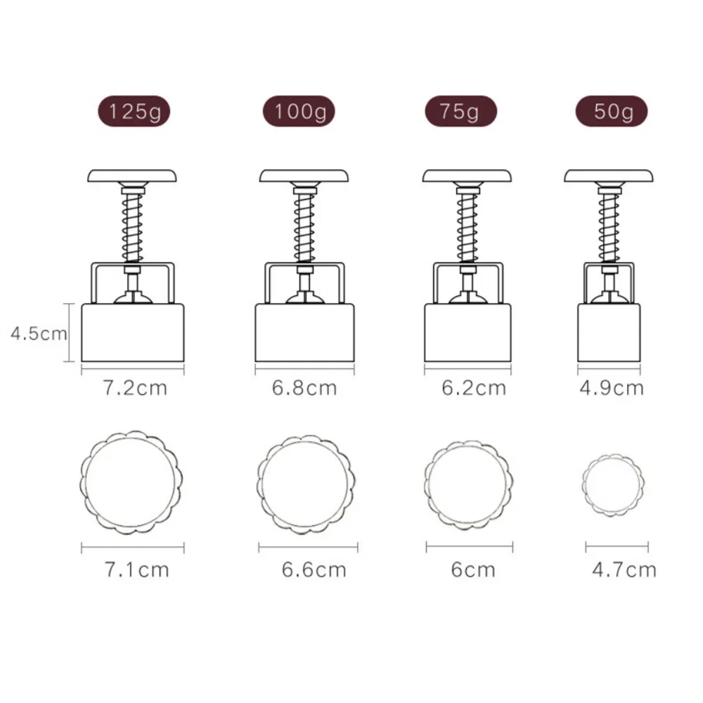 DIY Mooncake Barrel Mold with Flower Stamps Hand Press Pastry Tool Mi25928
