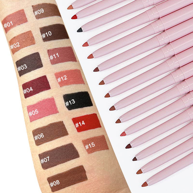 15 Colors Pink Cream Cruelty Free Waterproof Matte Lip Liner Pencil Accept Private Label Vegan Lipliner