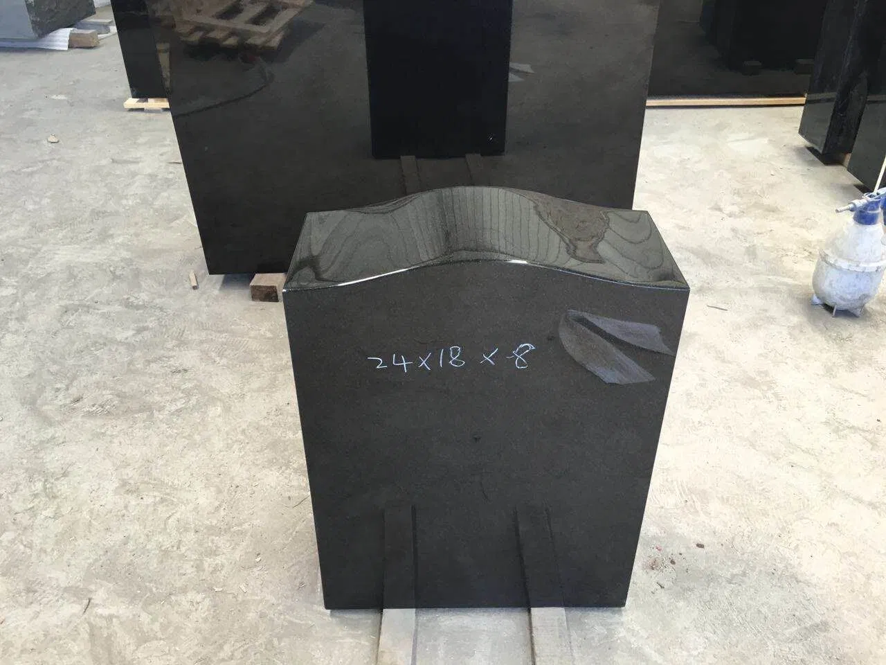 India Black Granite Carving Tombstone Headstone Columnbarium, Slant Beveled Shape Markers Hand Carving, Machine Carving Memorial Monument Customized