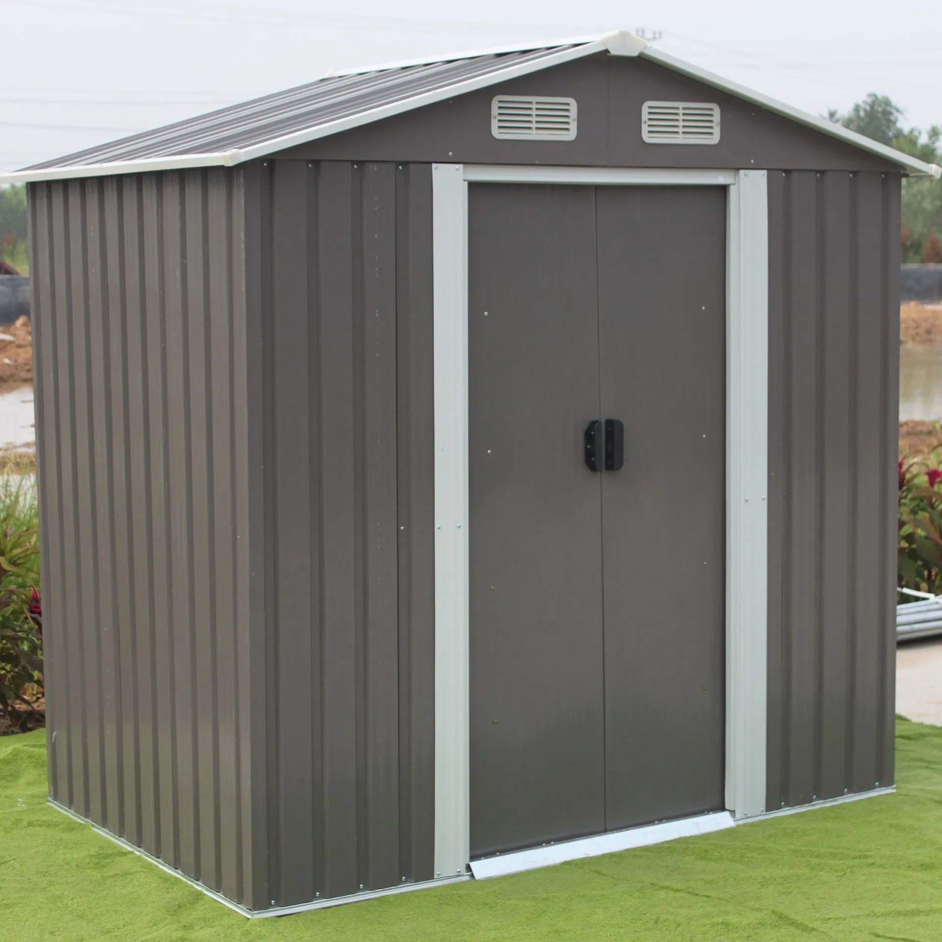Outdoor Storage Shed, Waterproof Lockable Door Metal Tool Shed