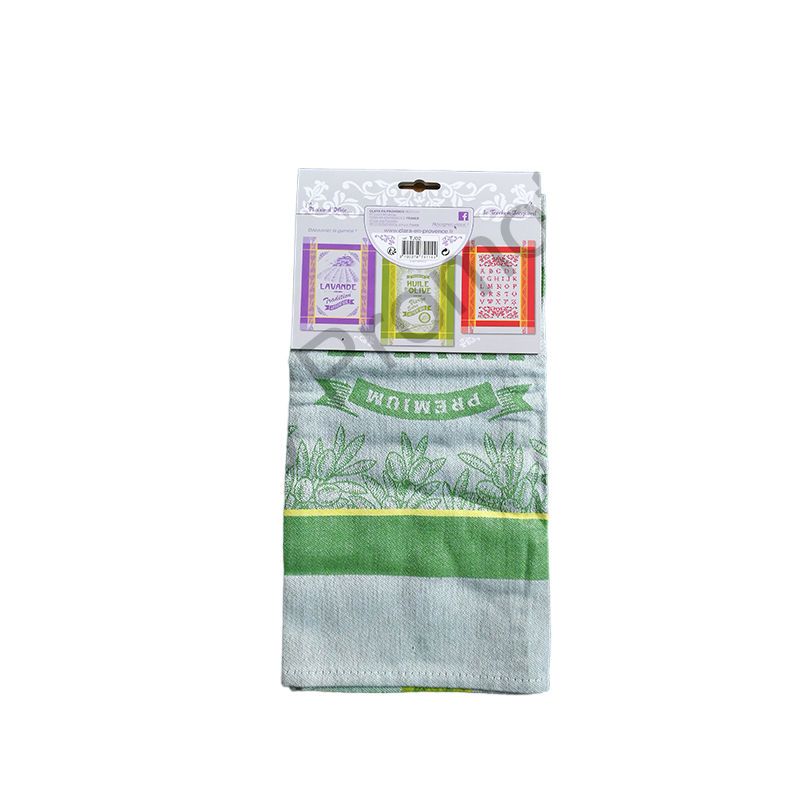 100% Cotton Green and Red Jacquard Lavender France Kitchen Towel Set of 2PCS