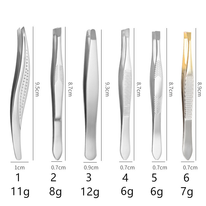 Custom Logo Eyebrow Hair Removal Beauty Tool Stainless Steel Slant Tip Tweezers