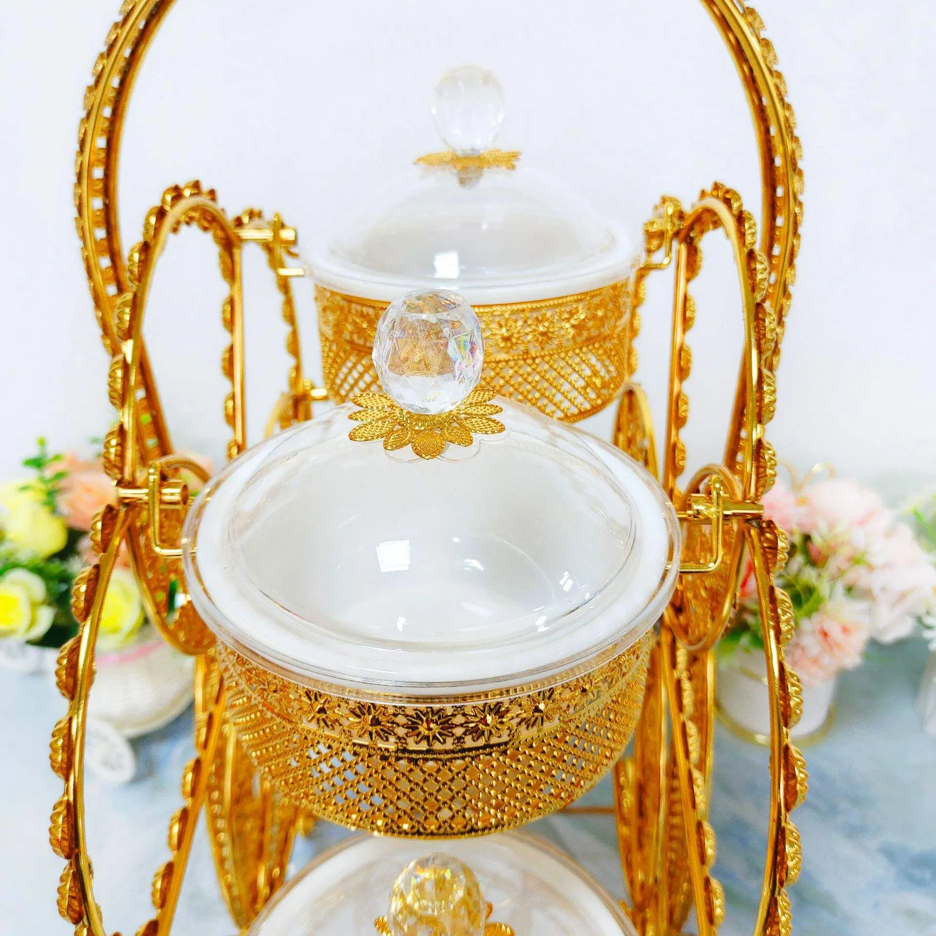 Ferris Wheel Grid Rotating Food Container Bracket Plastic Bowl Set