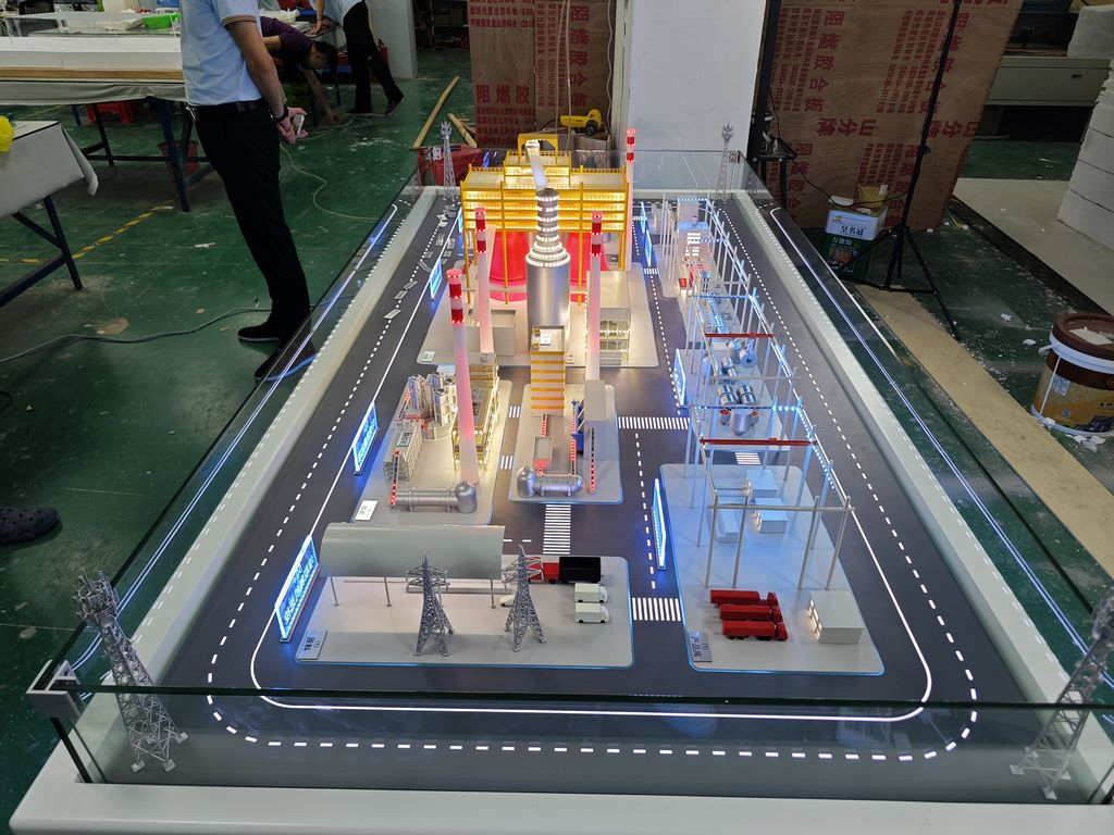 Handmade Custom 3D Model of a Thermal Power Plant Scale Model