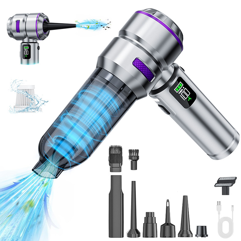 Car Blowing and Suction Dual-Purpose Vacuum Cleaner Brushless High-Power Dust Removal Inflatable Integrated Digital Display LED Lighting Dust Blower