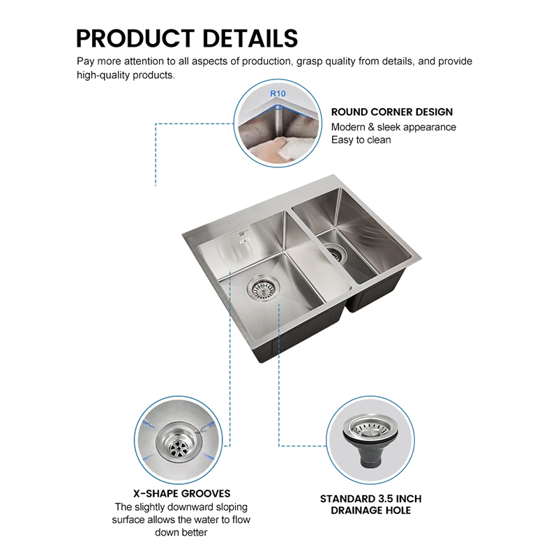 Elegant Double Basin Stainless Steel Kitchen Sink with Workstation Features