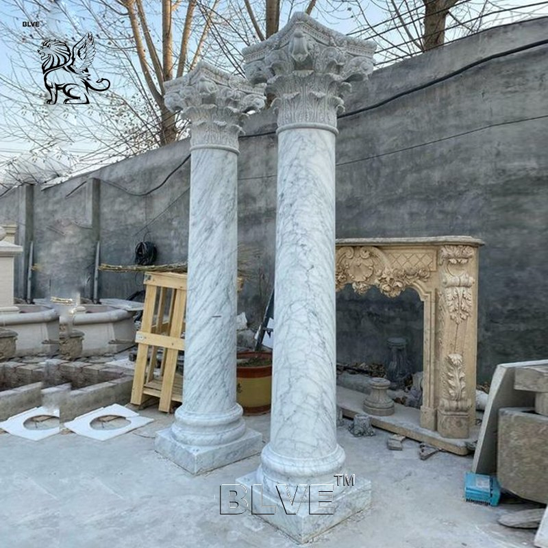 Factory Handcarved Luxury Roman Greek Circular Columns Marble Corinthian Building Pillar Design