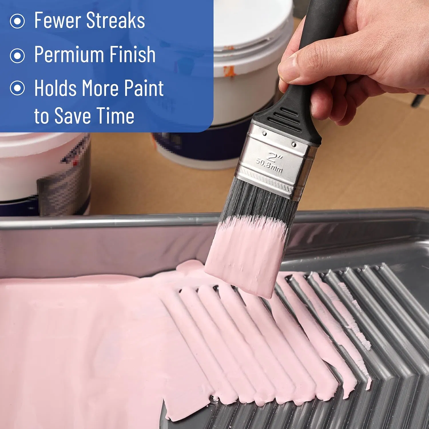 Professional Plastic Paint Brush with Synthetic Filaments for Home Renovation