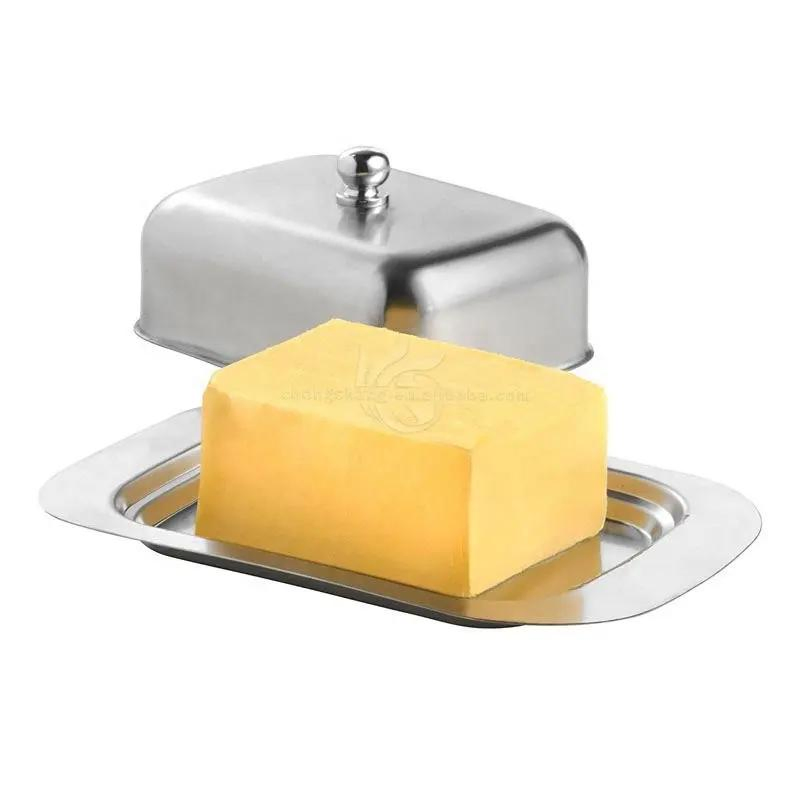 White Colored Stainless Steel Cheese Container Butter Box Container Food Storage Dessert Container Keeper with Lid