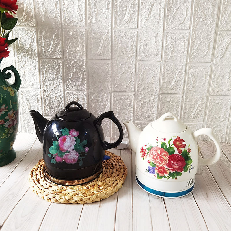 1.0L 1.2L 1.5L Floral Design High Quality Ceramic Body Cordless Teapot Electric Kettle From Chinese Manufacture