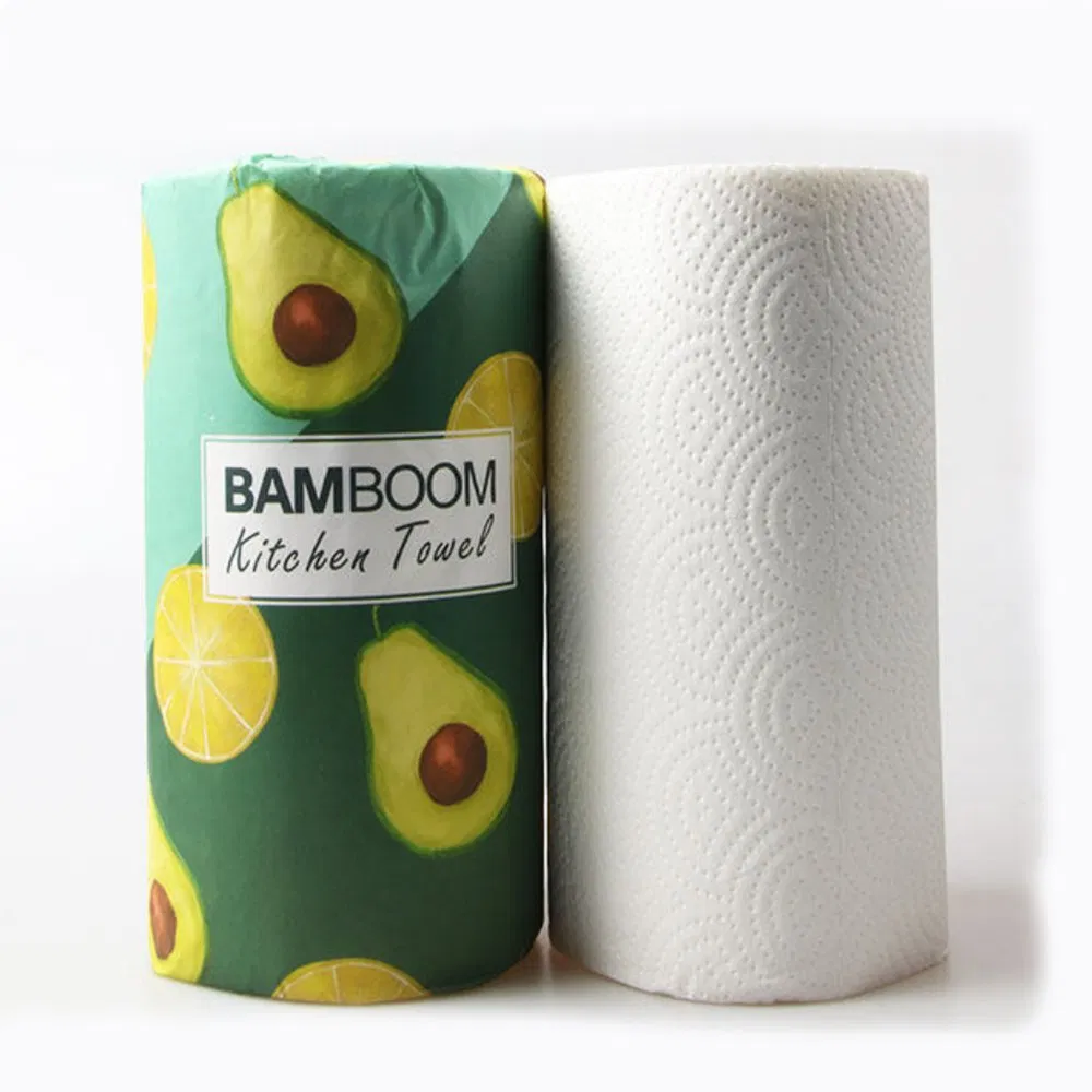 OEM/ODM/BSCI Factory Eco-Friendly 2ply/3ply Soft Absorbent White Bleached/Unbleached Bamboo Pulp Kitchen Paper Towels Roll