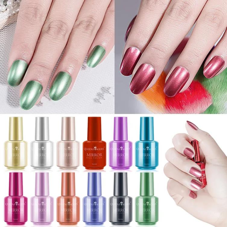 Online Wholesale and Retail 8ml Mirror Gold Silver Nail Polish Unreelable Clear and Bright UV Nail Effect Quick-Drying Art Design Varnish Nail Polish Gel