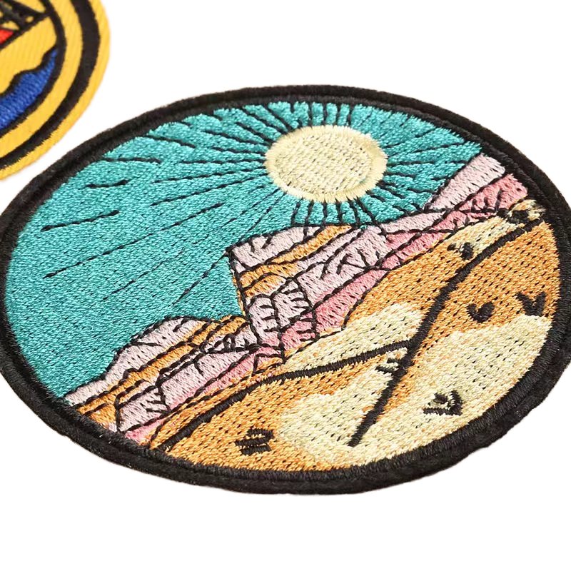 Аппликации вышитые пейзаж стиль панк для одежды