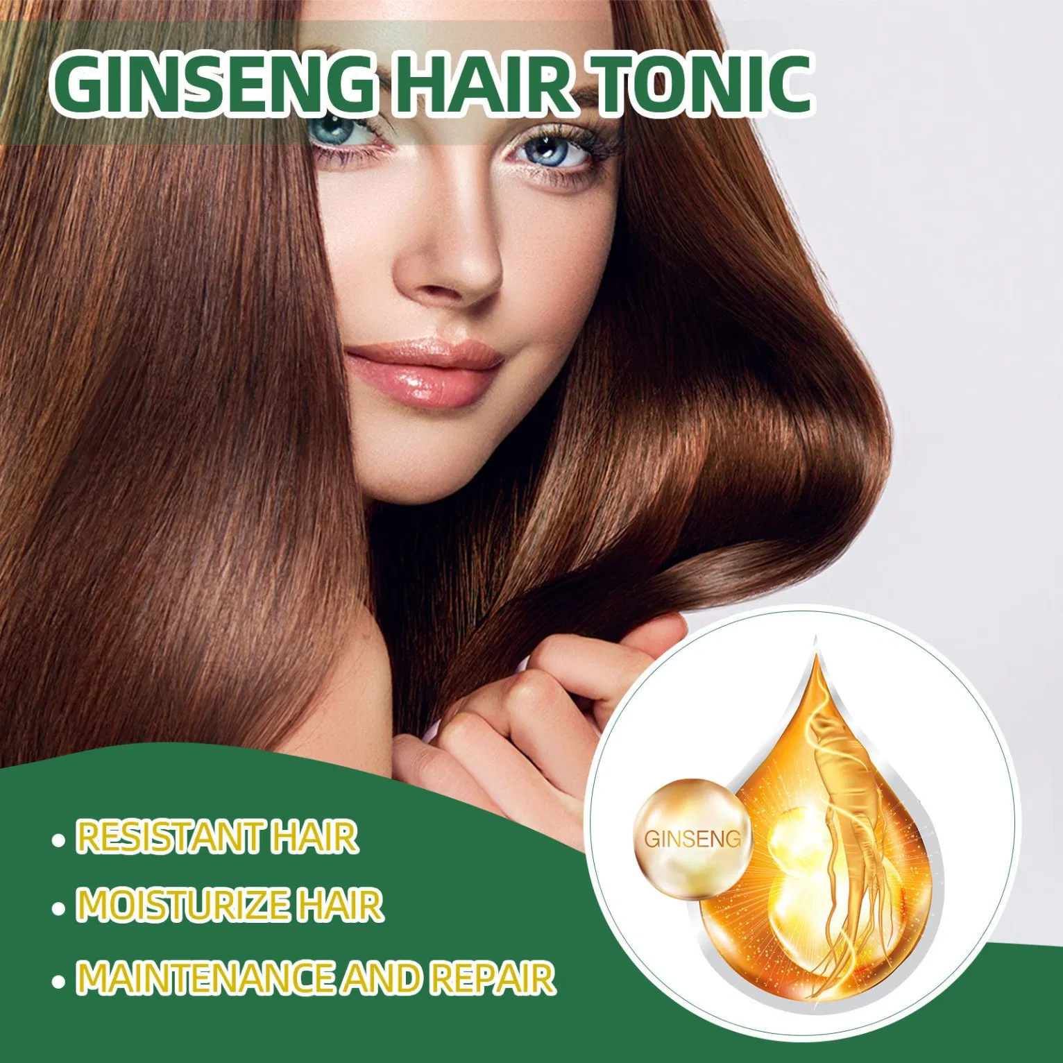Wholesale Natural Herbals Ginseng Hair Tonic Liquid Hair Regrowth Anti Hairloss Serum Hair Growth Essential Oil Spray OEM