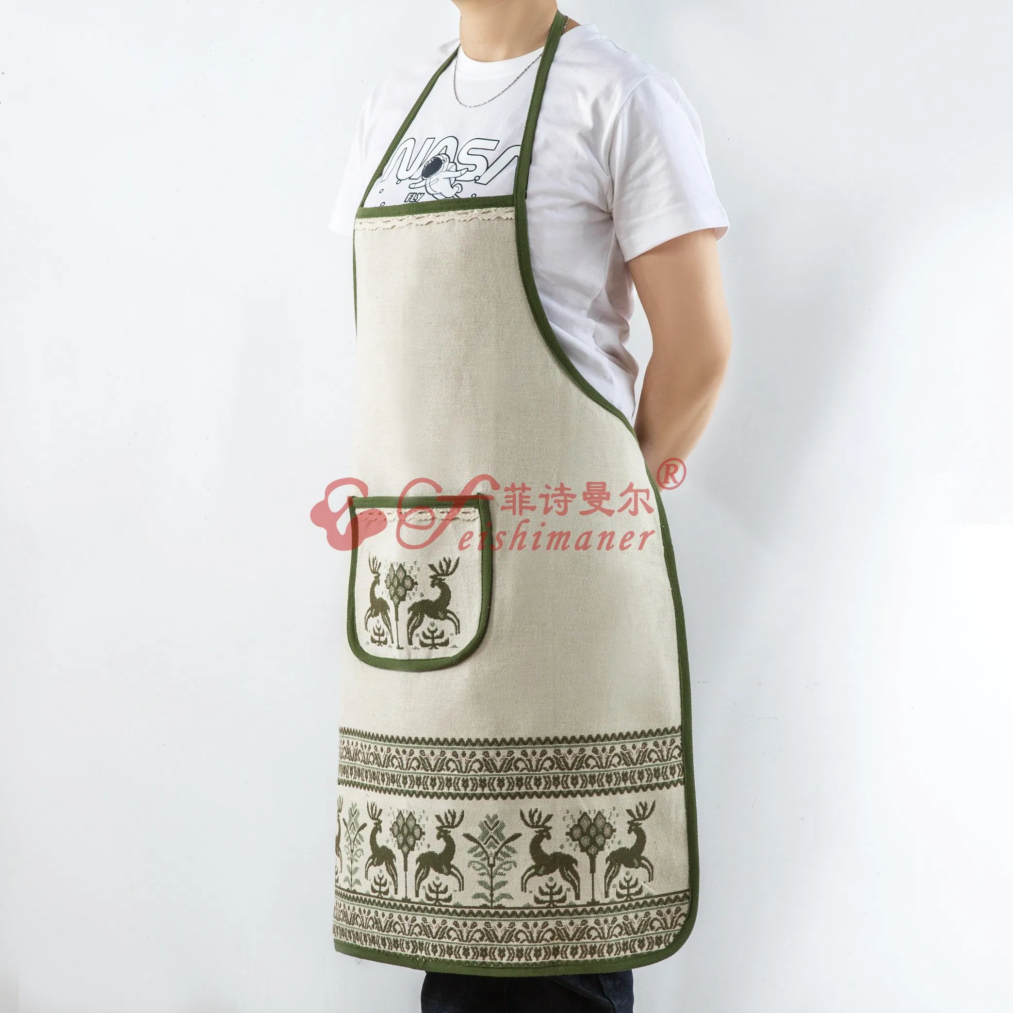 New Stylish Restaurant Waist Kitchen Cooking Cotton Hemp Aprons Barista Apron