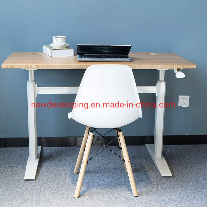 White Metal Frame, Fsc Bamboo Top Office Computer Table