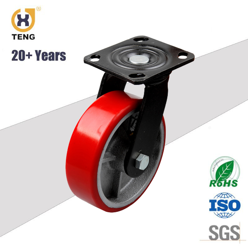 OEM China Factory Manufacturer Industrial Heavy Duty 8 Inch Swivel Top Plate PU Castor Trolley Wheel Caster