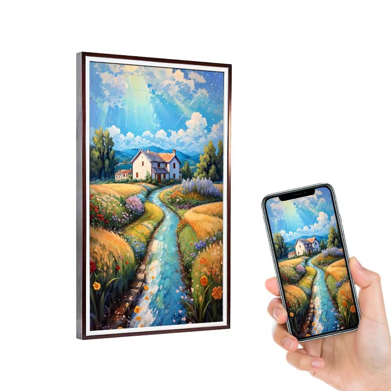 Wholesale Artistic Exhibition Photo Frame 21.5 27 32 43 49 65 Inch Wooden Smart Digital Picture Frame Player