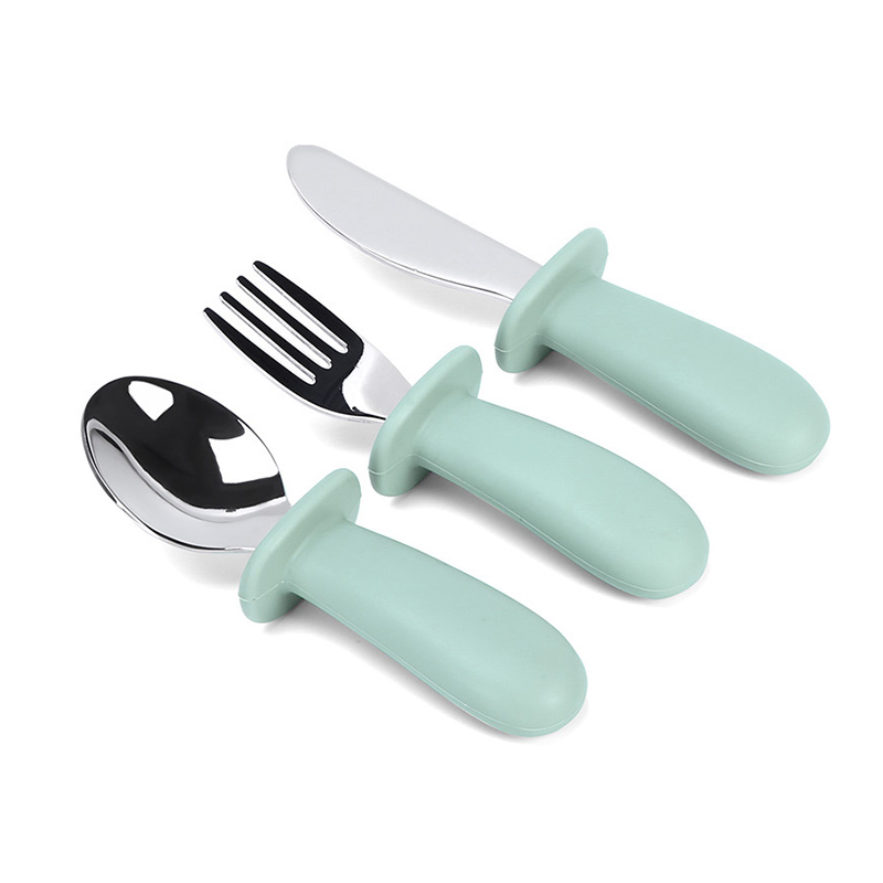 Silicone Stainless Steel Fork and Spoon Quality BPA Free Baby Silicone Spoon Wholesale
