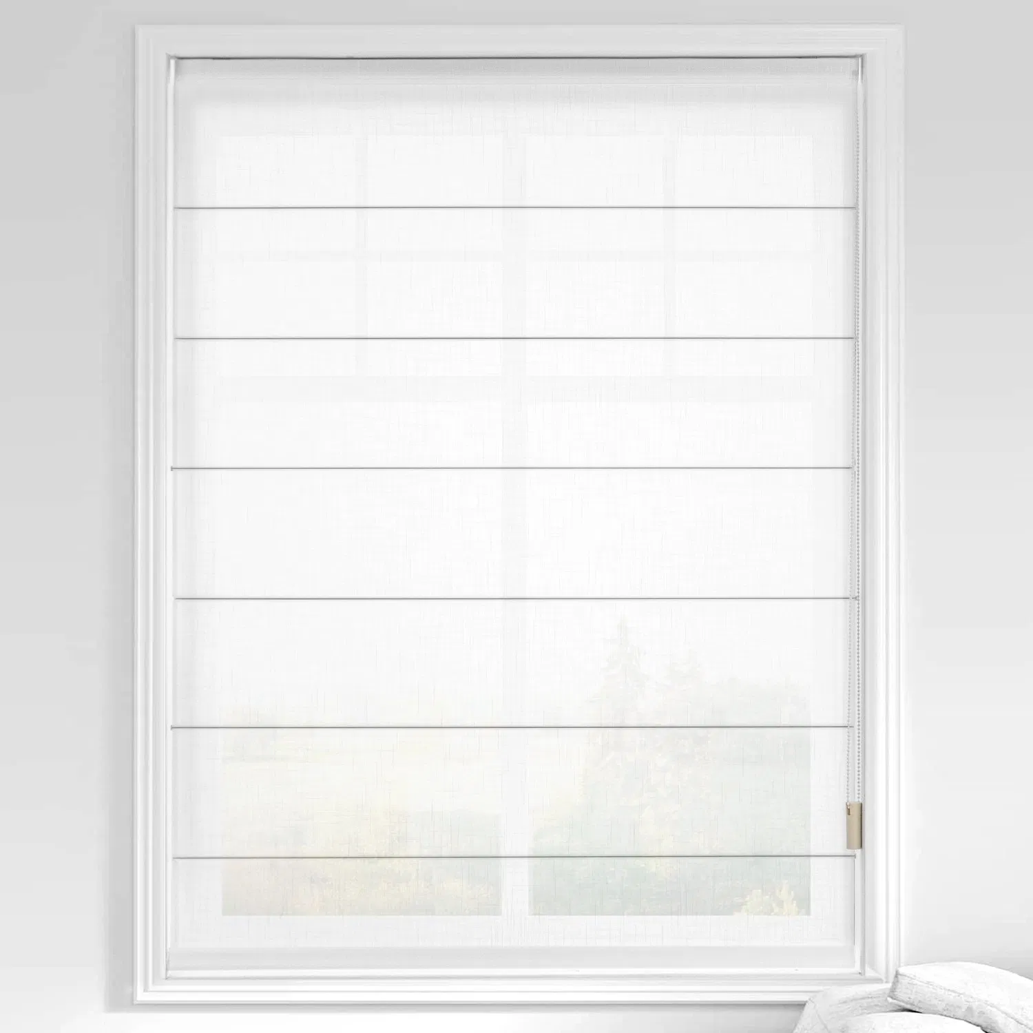 Sisheng Modern Style Manual Roman Shades Fabric Blinds for Skylight Horizontal Pattern Built-in Installation