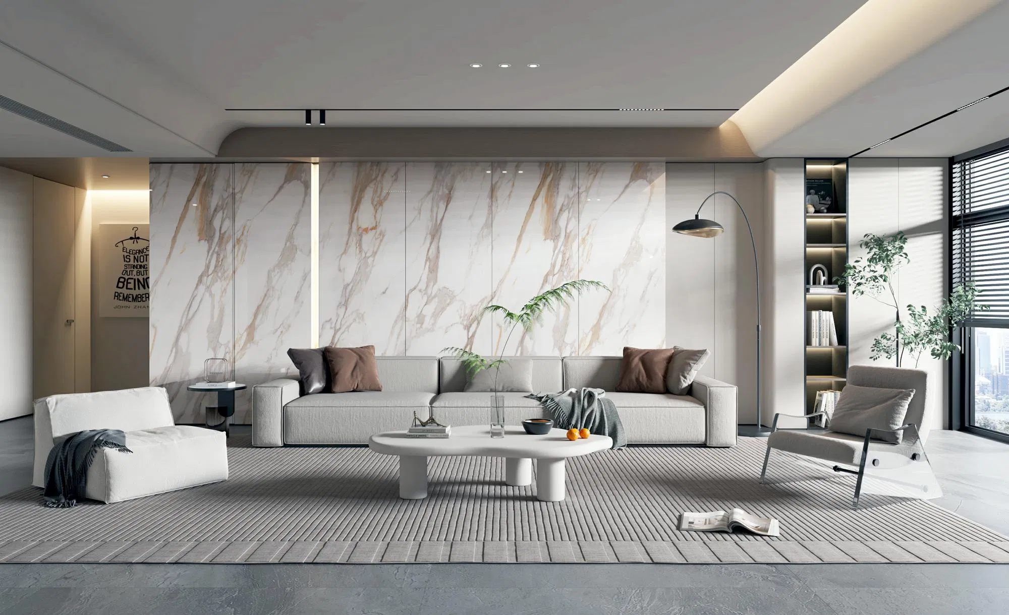 White 3000X1000 Indoor Outdoor Marble Stone Kitchen Porcelain Floor Wall Sintered Slab