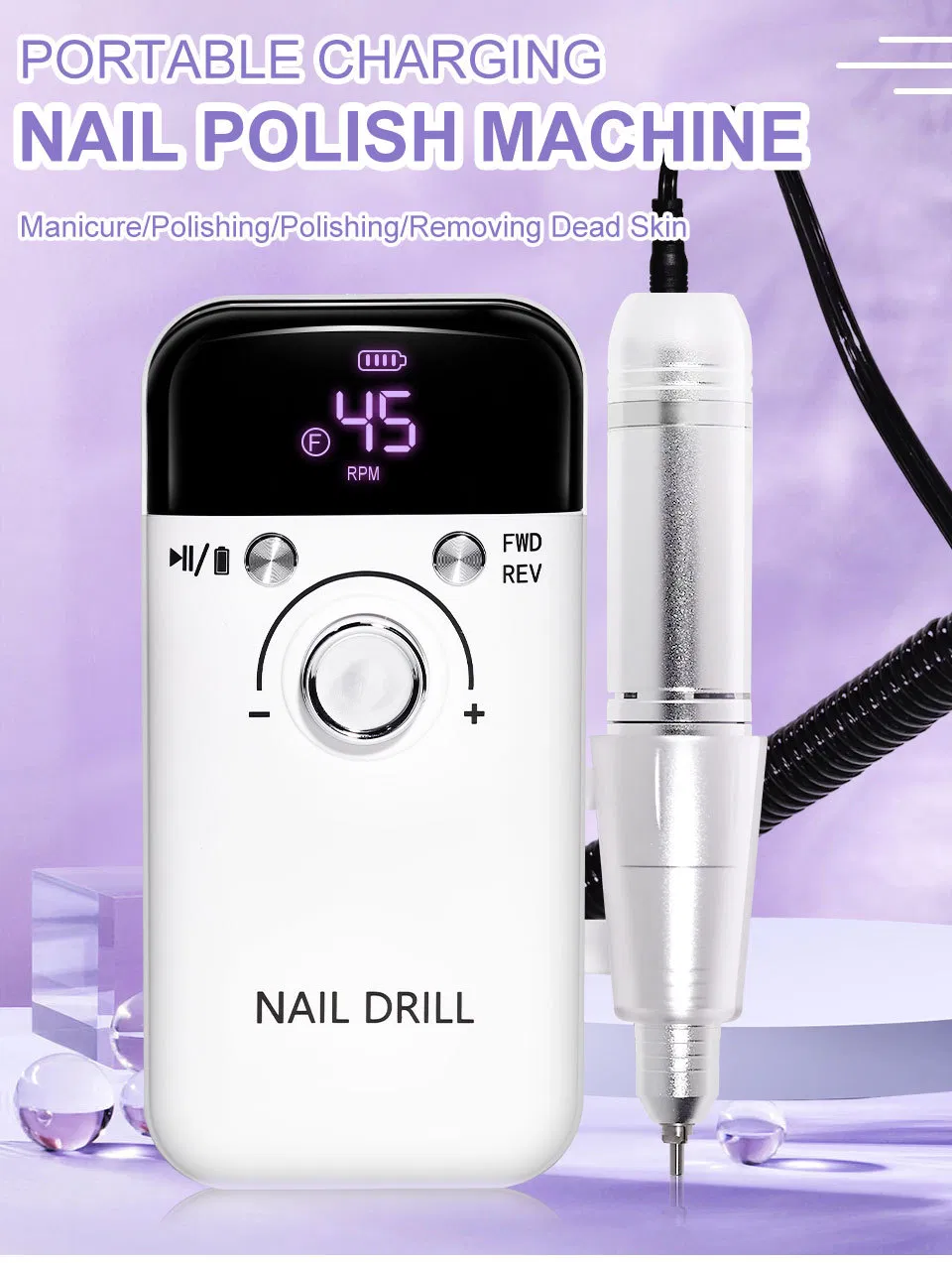 Wholesale Pink Portable 45000 Rpm Strong Nail Drill Manicure Machine