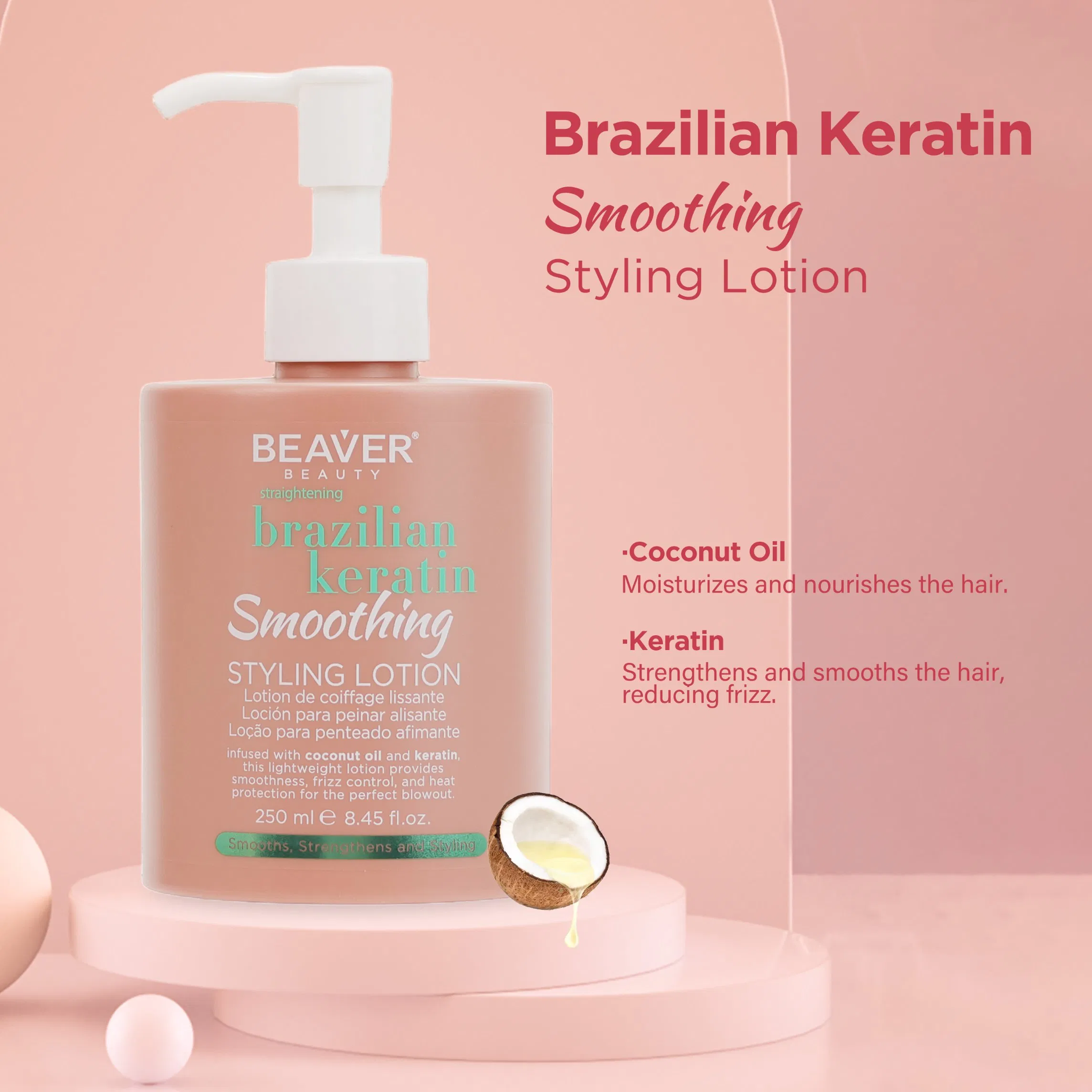 Beaver Brazilian Keratin Hair Care Styling Lotion Coconut Oil Hair Styling Products
