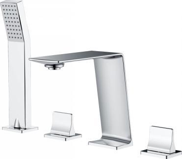 Bathroom Tub Faucets Chrome 4-Hole Bath Rim Mixer Tap Bathtub Facucet