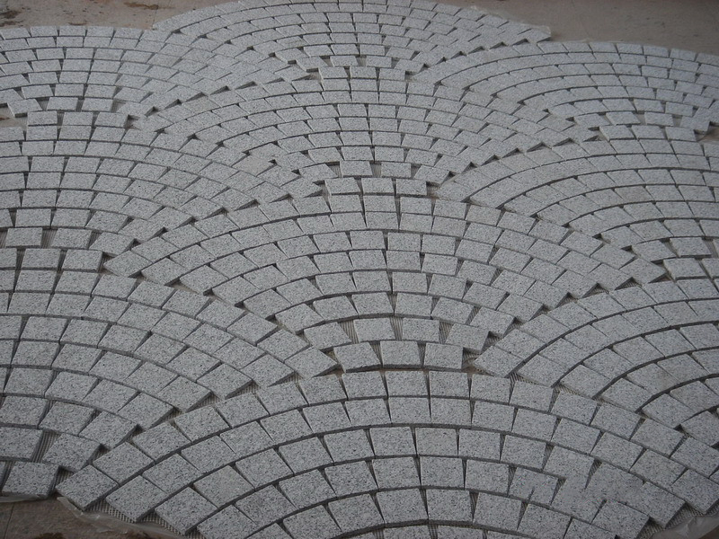 Meshed Fan Shaped Paving Stone Driveway Paving Granite Block Paved Stone Driveways