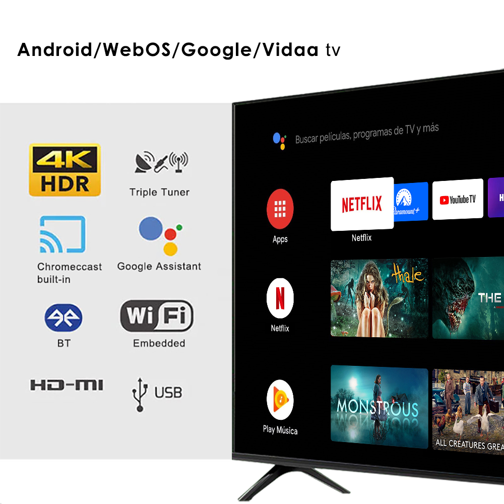 Телевизор Smart TV 24-85 дюймов 4K Android LED