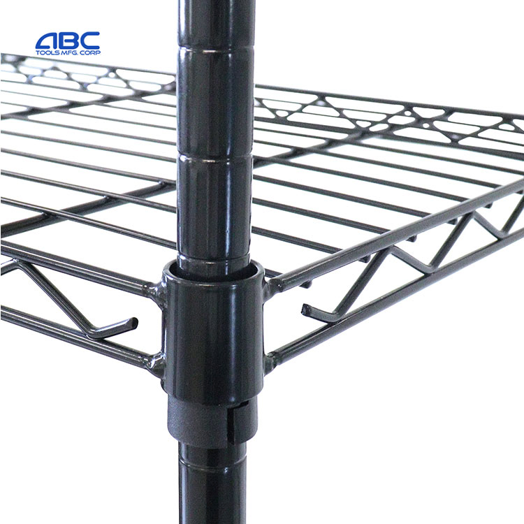 Heavy Duty 5 Tier Black Organization Corner Shelf Unit Industrial Metal Cube Ss Wire Storage Shelving with Adjustable Shelves