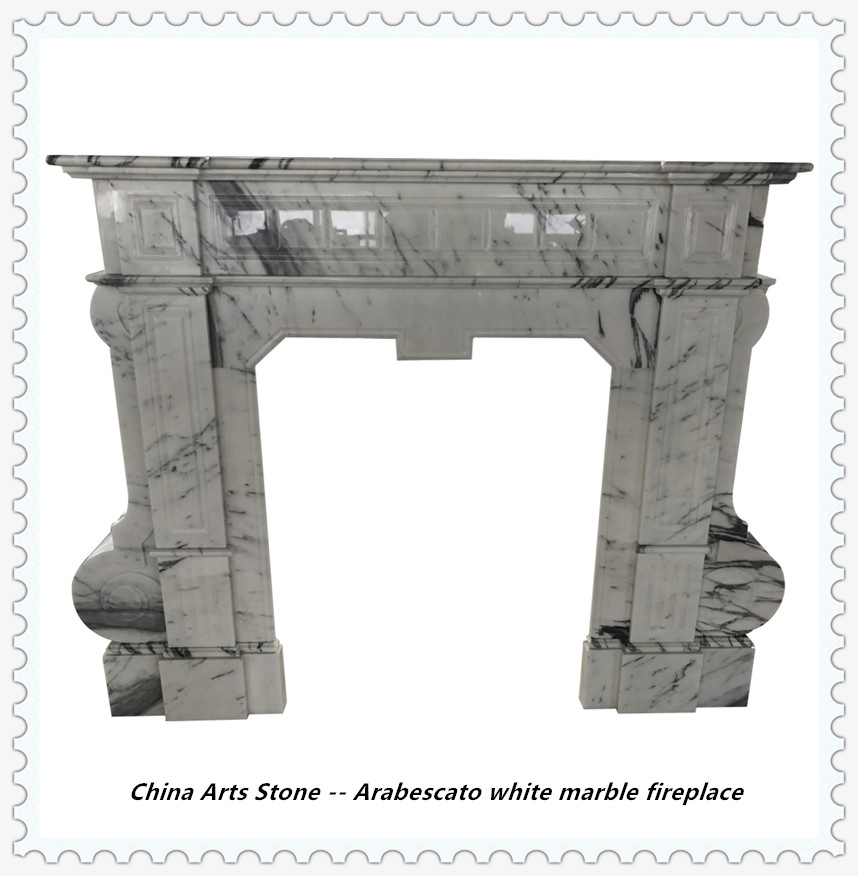 Top Quality Arabascata White Marble Fireplace