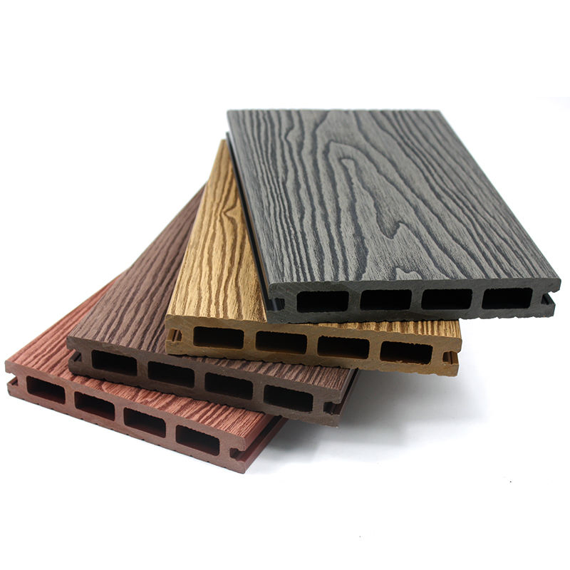 Wooden Plastic Composite Wooden Grain Surface Deep Embossing Anti-Rotten WPC Hollow Decking