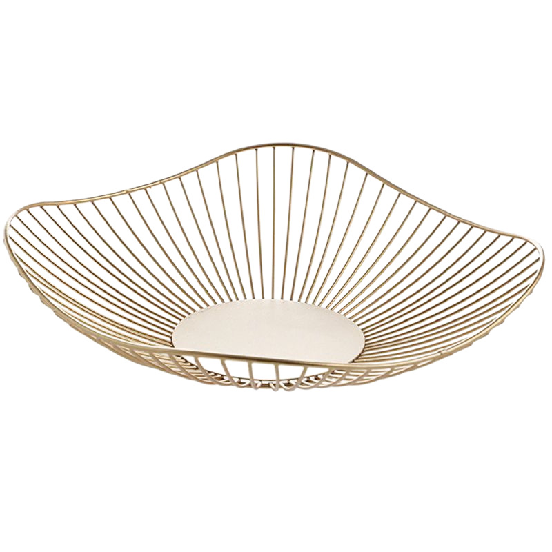 Lotus Leaf Shape Metal Fruit Basket Iron Gold Vegetable Mesh Storage Basket