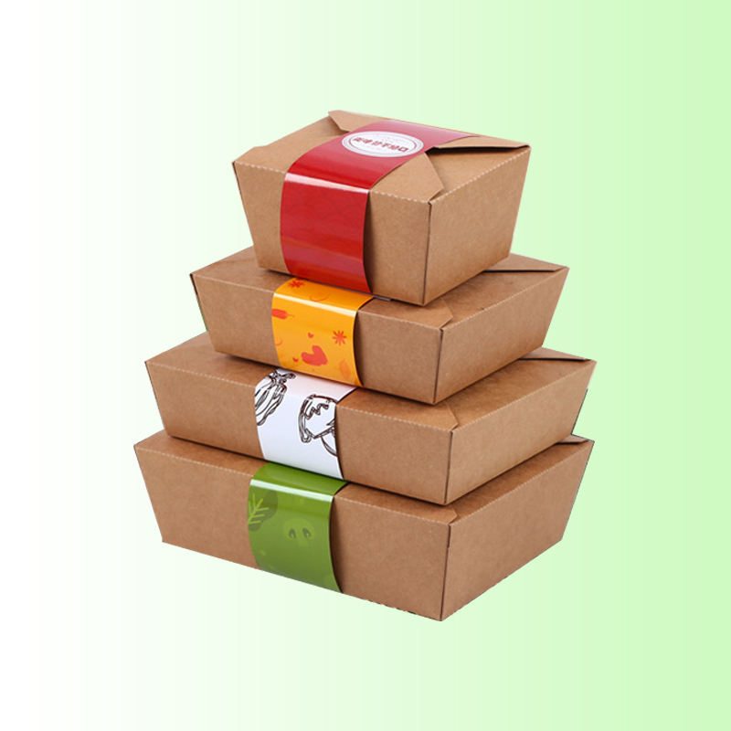 Kraft Paper Lunch Box with Lid for Restaurant Packaging