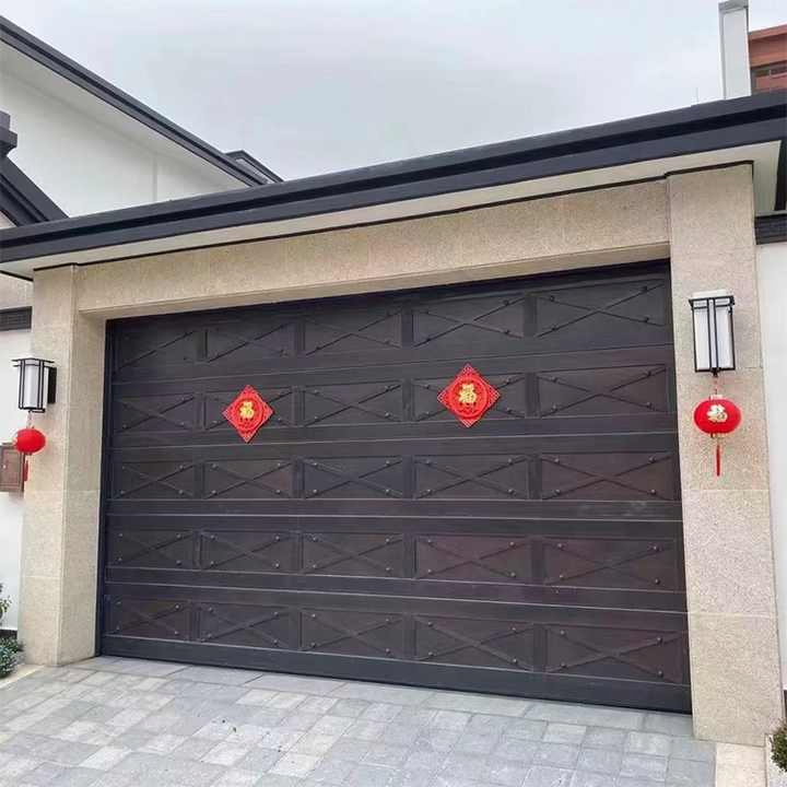 CE Approved Remote Controlled Automatic Sectional Overhead Sandwich Garage Door with Windows and Passing Door