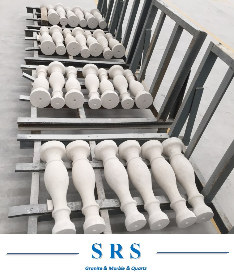 Natural Stone Beige/White Marble Granite Sandstone Stair Balusters with Railing Handrail